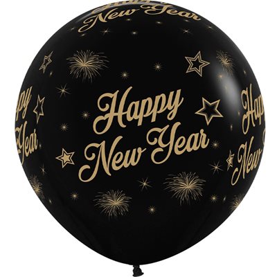 "36"" Happy New Year Stars Black (2pcs) " "36"" Happy New Year Stars Black (2pcs) "