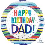 18'' M. HAPPY BIRTHDAY DAD PAINTED STRIPES