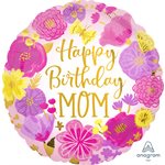 M.18'' HAPPY BIRTHDAY MOM PAINTED FLOWERS