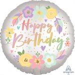M.18'' BOHO BIRTHDAY SATIN FLOWERS