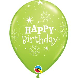 11"B.BIRTHDAY SPARKLE LIME GREEN P / 50