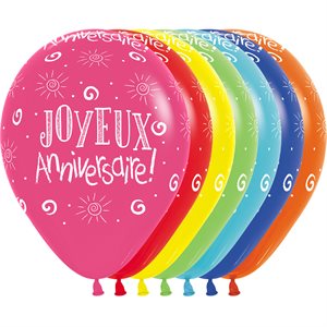 11" Joyeux Anniversaire Mode Asst. (50pcs)