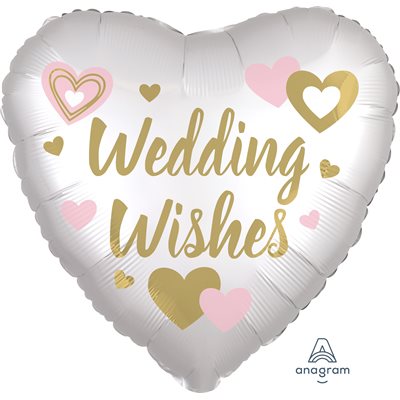 M.18'' SATIN WEDDING WISHES WHITE M.18'' SATIN WEDDING WISHES WHITE