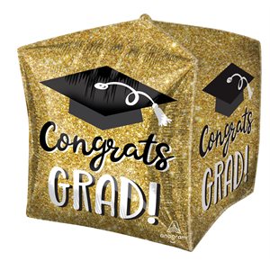 15'' M.CONGRATS GRAD SPARKLE CUBEZ