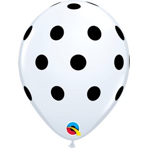 B.11'' BALLON BLANC POIS NOIR P / 50