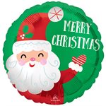 18'' M.SMILEY SATIN SANTA CHRISTMAS