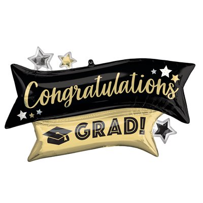 M.38'' CONGRATULATIONS GRAD GOLD & BLACK H / S M.38'' CONGRATULATIONS GRAD GOLD & BLACK H / S