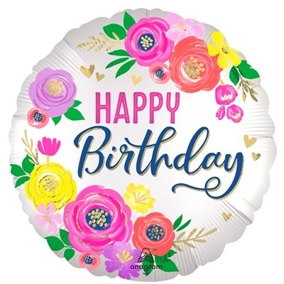18''M. ARTFUL FLORAL BIRTHDAY H / S