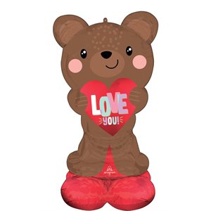 M.27''X49'' SATIN BROWN LOVE BEAR -AIRLLOONZ