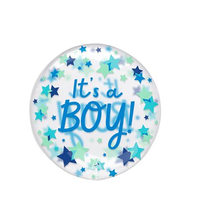 B.18'' IT'S A BOY STARS PRINTED CLEARZ