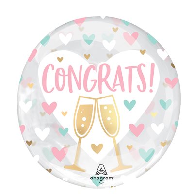 M.18'' CONGRATS ! HEARTS PRINTED CLEARZONGRATS HEARTS