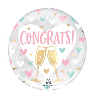 M.18'' CONGRATS ! HEARTS PRINTED CLEARZONGRATS HEARTS