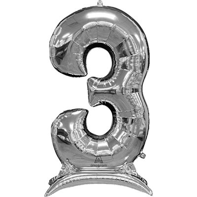 M.50'' STAND-UP NUMBERZ ''3'' SILVER M.50'' STAND-UP NUMBERZ ''3'' SILVER