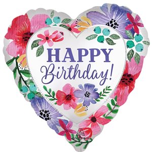 18'' M.SATIN HAPPY BIRTHDAY FLORALS