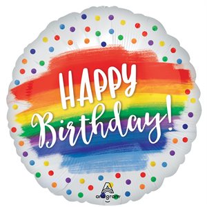18'' M.SATIN HAPPY BIRTHDAY DOTS