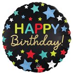 M.18'' SATIN HAPPY BIRTHDAY STARS
