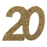 Déco à parsemer âges pailleté or 20 ans 6 x 6 cm Sachet de 6