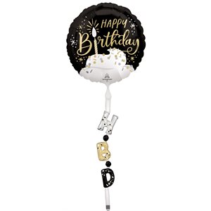 M.Satin Black Silver Gold Birthday A / W24'' X69''