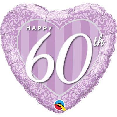 M.18'' HAPPY 60TH DAMASK HEART
