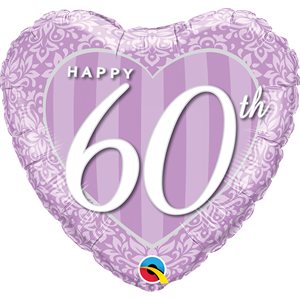 M.18'' HAPPY 60TH DAMASK HEART