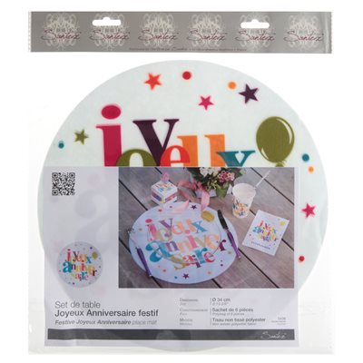 Set de table Joyeux Anniversaire festif Multicolore Ø 34 cm Set de table Joyeux Anniversaire festif Multicolore Ø 34 cm