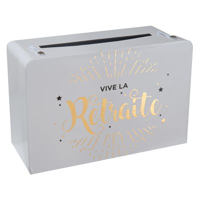 Tirelire Vive la retraite métallisé Blanc 24 x 16 x 10 cm Sa Tirelire Vive la retraite métallisé Blanc 24 x 16 x 10 cm Sa