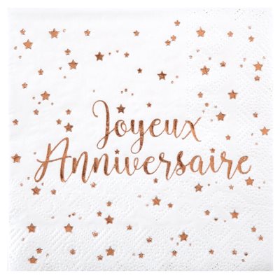 Serviette Joyeux Anniversaire Rose 12.5 x 12.5 cm Sachet de Serviette Joyeux Anniversaire Rose 12.5 x 12.5 cm Sachet de