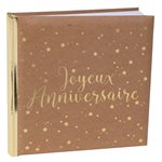 Livre d'or Joyeux Anniversaire métallisé Kraft 24 x 24 cm Sa