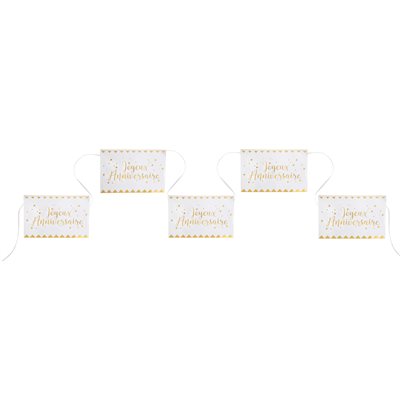 Banderole Joyeux Anniversaire métal Blanc 20 x 13 cm / 500 c Banderole Joyeux Anniversaire métal Blanc 20 x 13 cm / 500 c