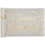 Chemin de table Joyeux Anniversaire métallisé Blanc 28 cm Ro