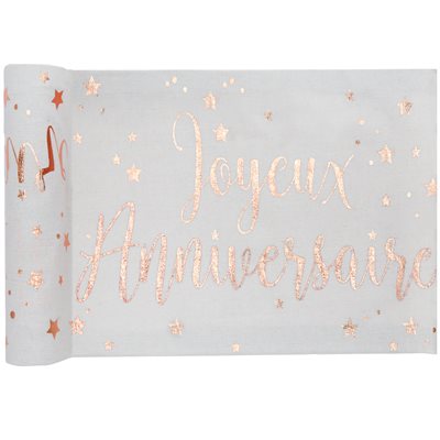Chemin de table Joyeux Anniversaire métallisé Rose 28 cm Rou Chemin de table Joyeux Anniversaire métallisé Rose 28 cm Rou