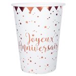 Gobelet Joyeux Anniversaire Rose Ø 7.8 x 9.7 cm  /  27cl Sache