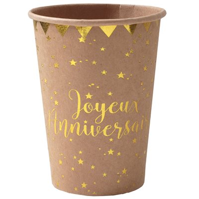 Gobelet Joyeux Anniversaire Kraft Ø 7.8 x 9.7 cm / 27cl Sach Gobelet Joyeux Anniversaire Kraft Ø 7.8 x 9.7 cm / 27cl Sach