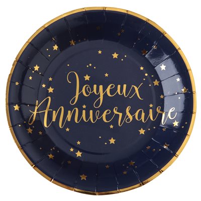 Assiette Joyeux Anniversaire Bleu Ø 22.5 cm Sachet de 10 piè Assiette Joyeux Anniversaire Bleu Ø 22.5 cm Sachet de 10 piè