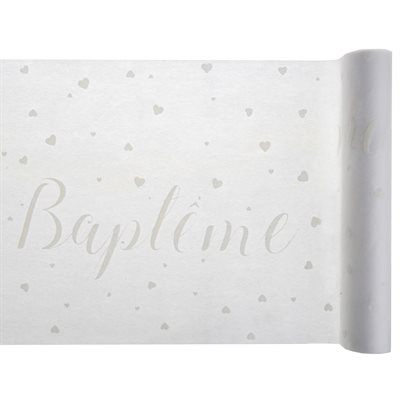 Chemin de table Baptême Blanc 30 cm Rouleau de 5 mètres Chemin de table Baptême Blanc 30 cm Rouleau de 5 mètres