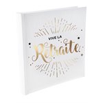 Livre d'or Vive la retraite métallisé Blanc 24 x 24 cm Sache