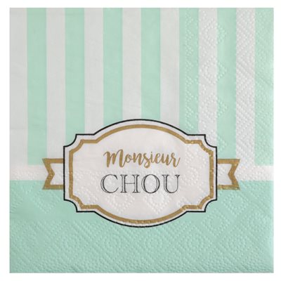 Serviette Baby shower Vert 12.5 x 12.5 cm Sachet de 20 pièce Serviette Baby shower Vert 12.5 x 12.5 cm Sachet de 20 pièce