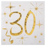 Serviette des âges or 30 ans 12.5 x 12.5 cm Sachet de 20 piè