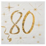 Serviette des âges or 80 ans 12.5 x 12.5 cm Sachet de 20 piè