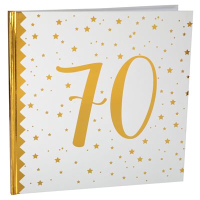 Livre d'or des âges métallisé or 70 ans 24 x 24 cm Sachet d' Livre d'or des âges métallisé or 70 ans 24 x 24 cm Sachet d'