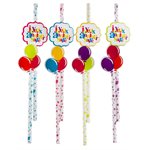 Paille Joyeux Anniversaire festif Multicolore 19.2 x 0.6 cm
