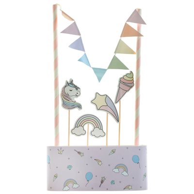 Déco de gâteau Licorne Multicolore 3 x 7 cm & 19.2 x 0.6 cm Déco de gâteau Licorne Multicolore 3 x 7 cm & 19.2 x 0.6 cm