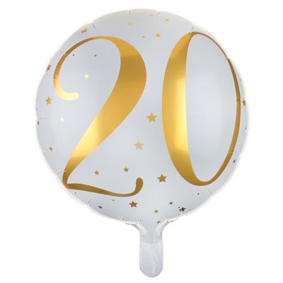 Ballon Alu des âges or 20 ans Ø 45 cm Sachet d'1 pièce Ballon Alu des âges or 20 ans Ø 45 cm Sachet d'1 pièce