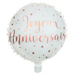 ballon Alu J.Anniversaire  rose / Or Ø 45 cm Sachet d'1 p