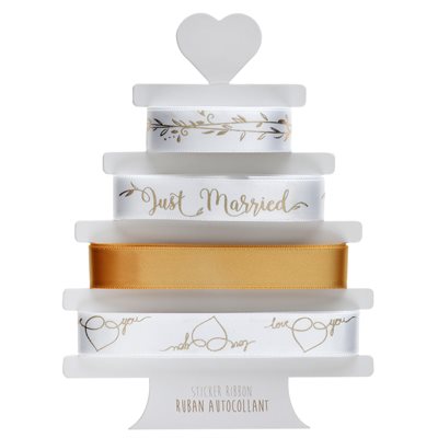 Ruban Just Married métallisé autocollant Or 15 mm / 4 x 2 m Ruban Just Married métallisé autocollant Or 15 mm / 4 x 2 m