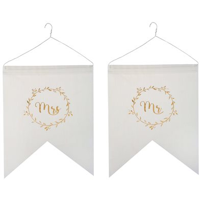 Fanions Just Married métallisé Or 20 x 30 x 22 cm Lot de 2 p Fanions Just Married métallisé Or 20 x 30 x 22 cm Lot de 2 p