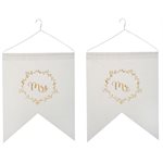 Fanions Just Married métallisé Or 20 x 30 x 22 cm Lot de 2 p