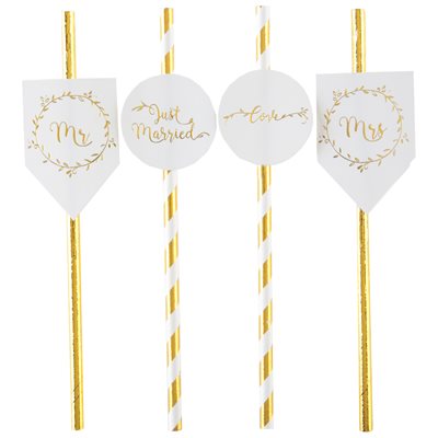 Paille Just Married Or 19.2 x 0.6 cm Boîte de 8 pièces Paille Just Married Or 19.2 x 0.6 cm Boîte de 8 pièces