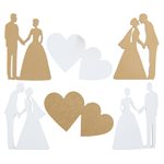 Assortiment Just Married métallisé Blanc 5 x 3 cm, 3 x 5 cm