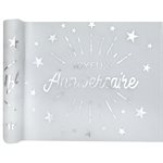 Chemin de table Anniversaire Etincelant Argent 30 cm Rouleau